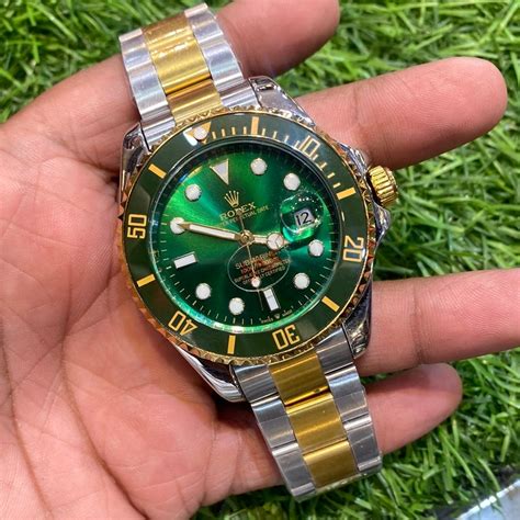 rolex sub green bezel|Rolex submariner two tone green.